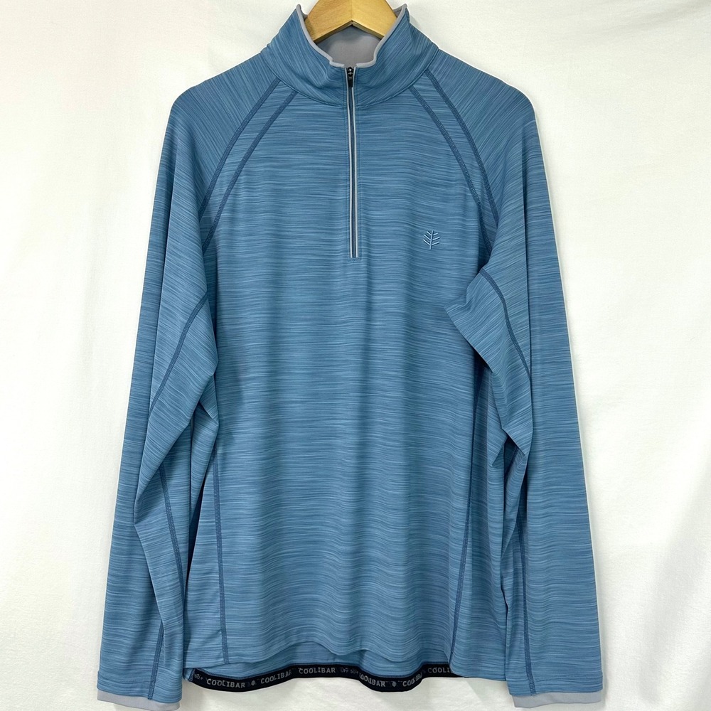 COOLIBAR Ultimate 1/2 Zip Rash Guard Blue UPF‎ 50+ UV Sun Protection Men's XL